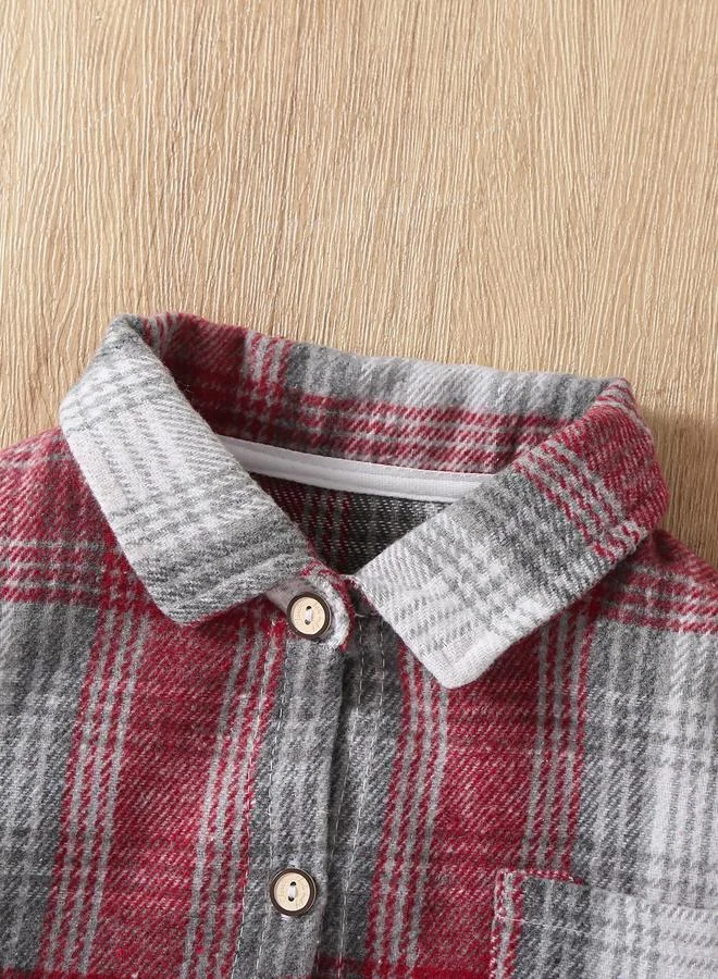 Take Two Girls Checked Pocket Detail Button Front Jacket